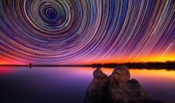 the-absolute-best-posts:  hypernovas: Extremely long exposure: Photographer endures 15-hour shoots in the wintry Australian outback to snare stunning images of star trails in the night sky. At first glance these spectacular swirls of colour may look like