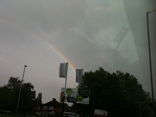 Anyone else around birmingham see the double rainbow? Probably a shit pic of it