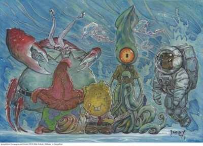 ummundoassustador:  Os 7 personagens principais de Bob Esponja são baseados nos 7 pecados capitais: ummundoassustador 1 - Preguiça - Patrick Preguiça é o pecado da falta e vontade para fazer qualquer coisa,e,obviamente essa característica é do