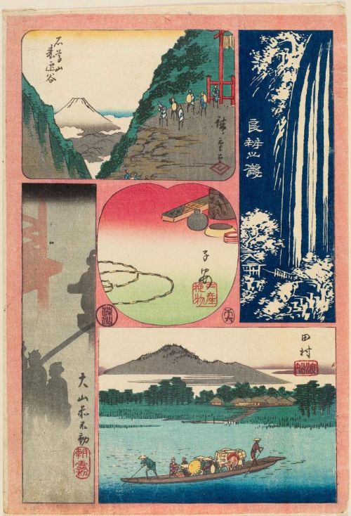yajifun: Harimaze-e / Hiroshige 貼交絵　歌川広重　1847～1858年頃 Decorative Paper with Seals and Small Pictures 