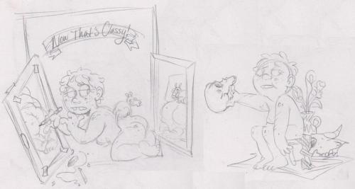 theshopislocal:  ward kimball’s honest drawing of himself naked. and mine. not to say i’m as good as him, i ain’t. but i AM saying that everyone needs to draw themselves naked with honesty at least once, even if you dont show anyone. Your body is