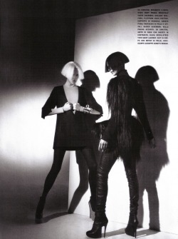 rosebuds:  “Light and Shade” Anja Rubik and Mariacarla Boscono by Patrick Demarchelier for Vogue Italia, December 2008 
