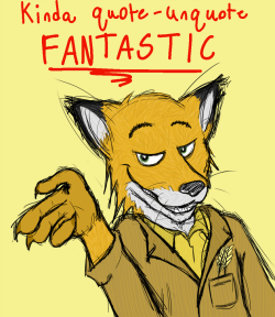 Watching &ldquo;Fantastic Mr. Fox&rdquo; because its a wonderful movie that makes me smile :) posting up oldish art I drew of it because I want to and its topical and stuff.