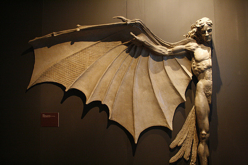  Statue based on Leonardo daVinci’s famous concept for artificial wings  