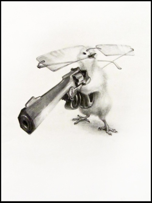 ianbrooks:  Charcoal Drawings of Cute Animals with Guns (and Glasses) by Xiau-Fong Wee Hipster animals with guns… pretty much every worst nightmare come true. (via: Hi*Fructose) 