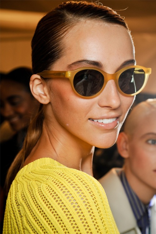 oncethingslookup:  Alana Zimmer backstage at Derek Lam Spring 2012. 