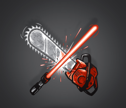 threadless:  The Ultimate Battle! by Winter the artist “What happens when an unstoppable force meets an all powerful weapon?”  Jason or Vader (Choose Your Side)