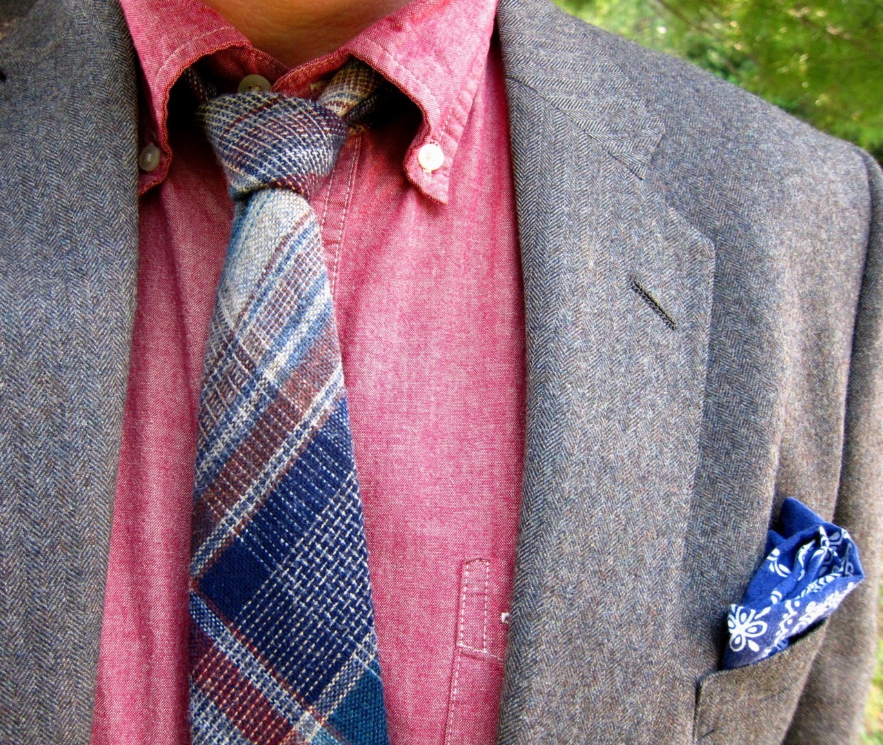 Eight-in-Hand | Wearing today: Red chambray button-down; vintage...