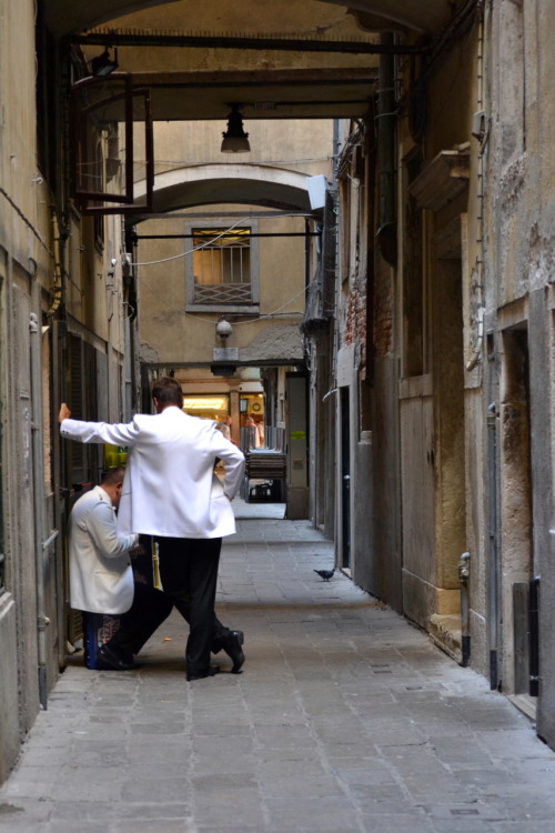 Waiters in Venice. September 13, 2011.