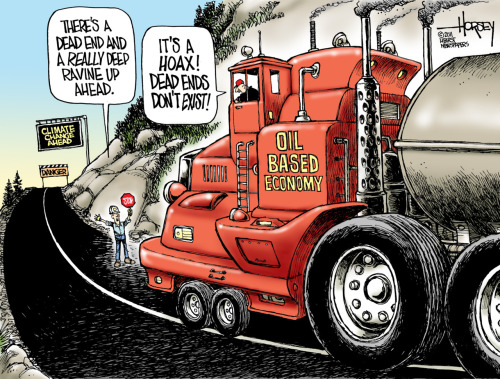 The Seattle Post Intelligencer’s Pulitzer-winning cartoonist David Horsey takes on climate change de