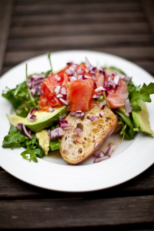 dietcokeandasmoke:  dietcokeandasmoke:  smoked salmon avocado red onion and bread. Ahhhhh avocado and carbs and smoked salmon…am i dreaming x  do you know how much i want this right now its only breakfast and i still want it….like i’ve just had