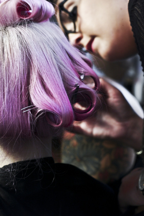 Porn photo milkstudios:  Pink Hair Prep at Jeremy Scott