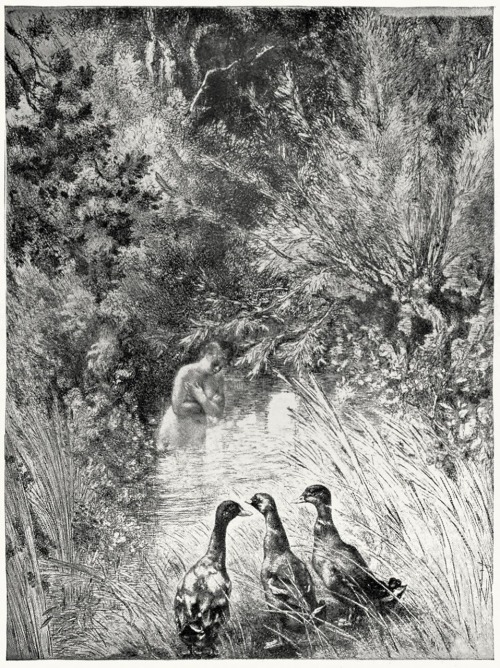 oldbookillustrations: The bather. Felix Bracquemond, from The golden age of engraving, by Frederick