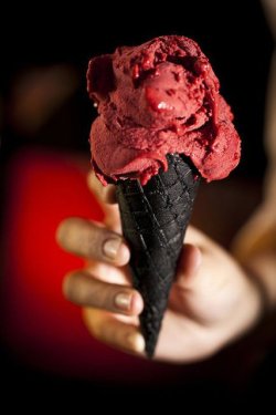 Red Velvet Ice Cream On A Dark Chocolate Ice Cream Cone