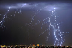mabelmoments:  Las Vegas, Nevada: Lightning flashes over the Strip during a thunderstorm. Photograph: Ethan Miller/Getty Images 