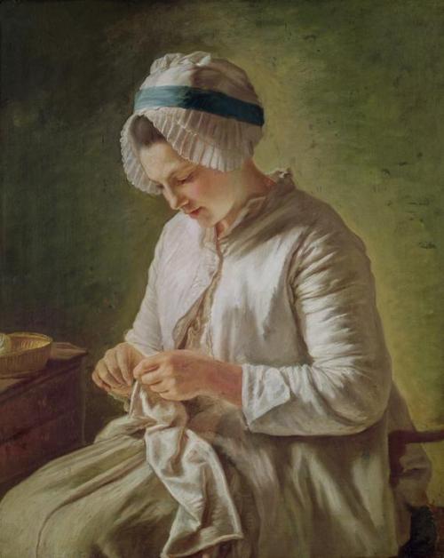 The Seamstress or, Young Woman Working. Francoise Duparc. Spanish-born French Rococo Era Painter, (c