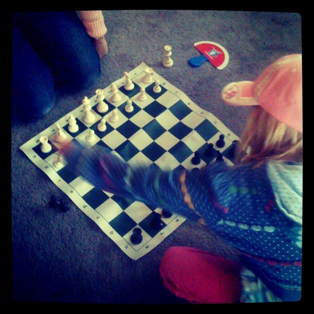 Jill and Sophia playing chess over lunch (Taken with instagram)
