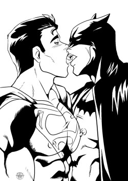 yaoi4nerds:  Superman x Batman drawn by sirio