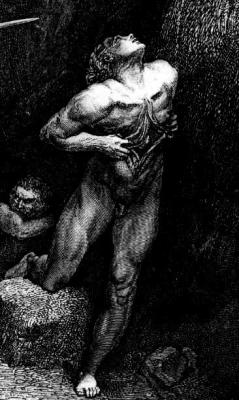 poisonwasthecure:  Muhammad in Hell (detail)Dante’s Inferno Canto 28, verses 30-31Illustration by Gustave Doré1861 