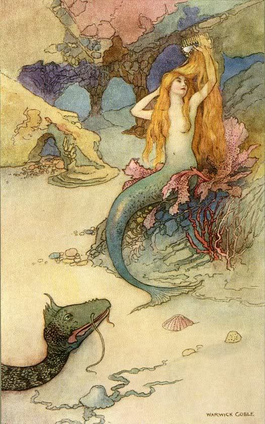 maudelynn:
“ mermaid and the dragon, by warwick goble
”