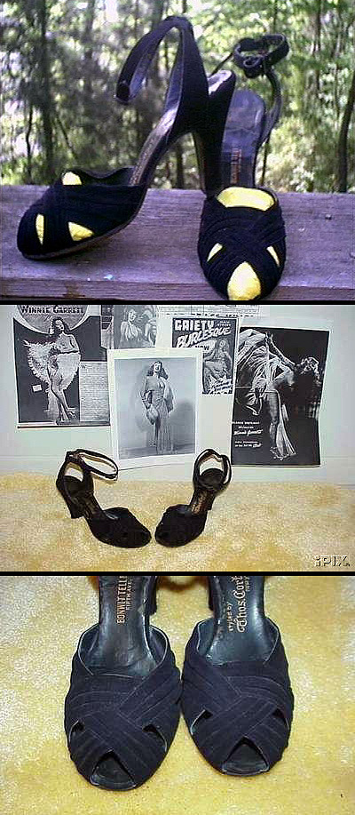 A pair of vintage (Size 8) Black Slingback shoes that once belonged to Winnie Garrett..