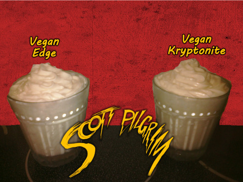 thedrunkenmoogle: Vegan Edge and Vegan Kryptonite (Scott Pilgrim Cocktails) Ingredients:Vegan Edge: 
