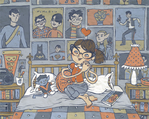 heyoscarwilde:Happy Geeky Girlillustration by Alicia Policia :: via aliciapolicia.blogspot.com