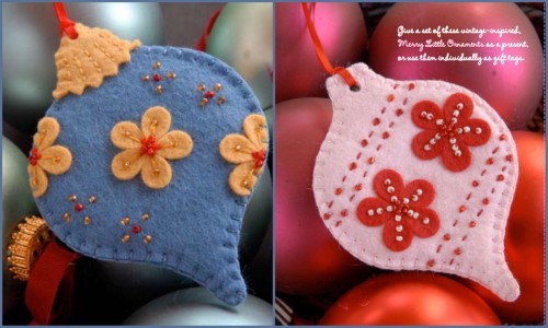 DIY Merry Little Ornaments. Free PDF Download from the book  Fa La La La Felt at Stumbles & Stit