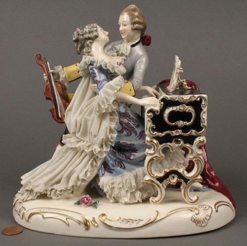 marthajefferson:18thcenturylove:A Dresden Porcelain Figural Group by Unknown- modeled as an 18th c. 
