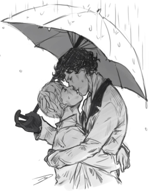 DOCTORS KISSING CONSULTING DETECTIVES NOT KISSING YOUUU clockworktimebomb: John and  Sherlock kissing in the rain? makingupachangingmind: Can I  get John and Sherlock standing really really close under an umbrella?  That’d be cute!