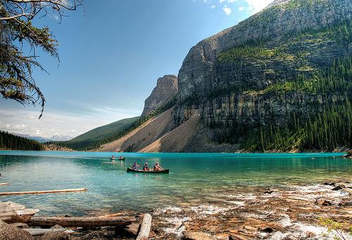 canoeing on lake moraine (by raspberrytart)