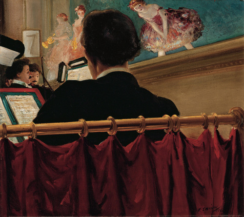doloresdepalabra:  Everett Shinn - The Orchestra Pit, Old Proctor’s Fifth Avenue Theatre [1906-07] [Oil on canvas, 44.3 x 49.5 cm] 