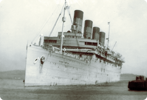 adventures-of-the-blackgang:  Aquitania / Halifax 1946  Aunt Helen took this while a nursing student in  Halifax NS, 1946. Camera tyoe unknown. Scanned from the small print.  Returning Canadian soldiers, or warbrides. These liners would dock at  Pier