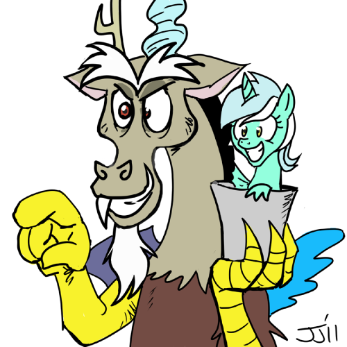“Seapony  Lyra and Discord. OTP. (Dunno if they’d both fit on her undersea couch,  tho’.)”YEEEESS!!!!