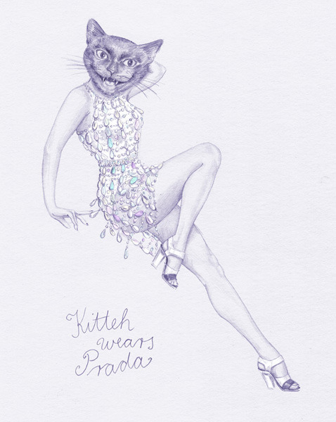 Kitteh wears Prada.
Illustration by ©Elisabeth Moch via Gatopoder.