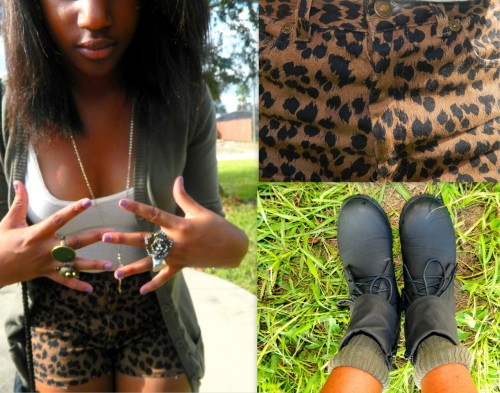 olivexbranch: This day was with Jasmin!! Leopard with a Friend top: Tj Max? shorts: Goodwill cardiga