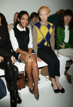 bohemea:  Rosario Dawson &amp; Tilda Swinton - Pringle of Scotland show at London Fashion Week, September 19th 2011 