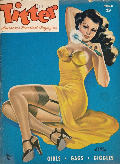 scanzen: Bettie Page. Titter Magazine cover, February 1955. Artwork: Peter Driben.