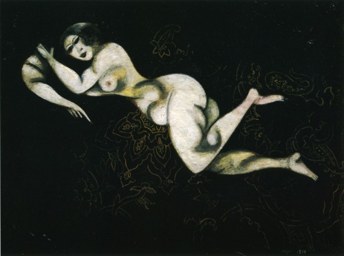 zolotoivek:Marc Chagall - Nude Lying Down, 1914