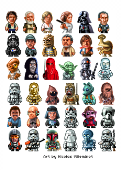 gameandgraphics:  Star Wars pixel art characters by Nicolas Villeminot. 