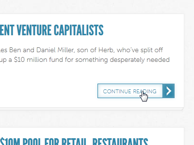 Dribbble: WestMill Capital “Continue Reading” button, hover state