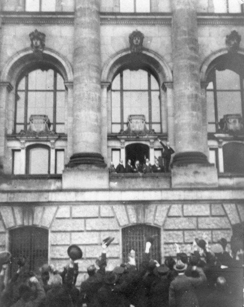 Philipp Scheidemann, announcing the foundation of the first democracy in Germany, the Weimar Republi