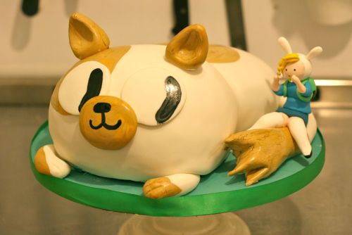 twofortwocakes:  Last week I posted this picture of a character, Fiona, from the cartoon Adventure Time in progress. Here is the finished cake. A few weeks ago, a man contacted me about making his wife’s birthday cake. His wife is an animator and her