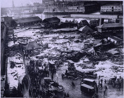 serial-killers-101:  The Boston Molasses Disaster, also known as the Great Molasses Flood and the Great Boston Molasses Tragedy, occurred on January 15, 1919, in the North End neighborhood of Boston, Massachusetts in the United States. A large molasses