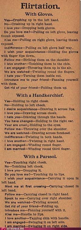 gdfalksen: The Victorian flirting code. Very useful for spies in love.