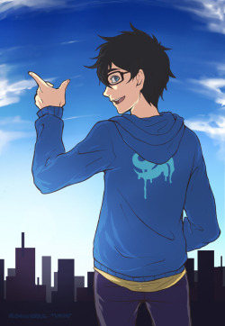 marbruiiz:  gracellular:  narionblack:  Animu egbert in the city (?) ~ IHATEMYCOLORING;_;  I LOVE YOUR COLORING  WOOOAH, alto. Grecia tiene sources que proveen Homestuck *-* 