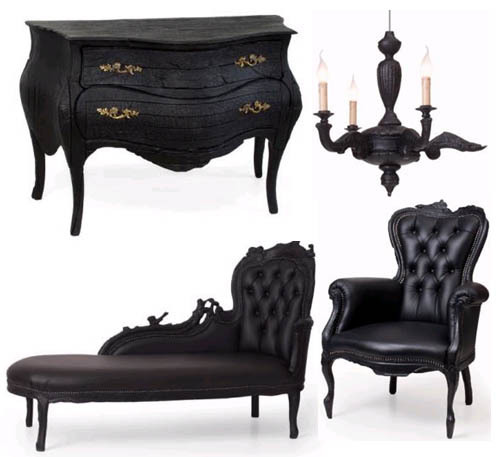 Black baroque bed