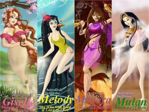 everlastingdisneylove: Divine Maidens: Giselle, Melody, Megara, Mulan