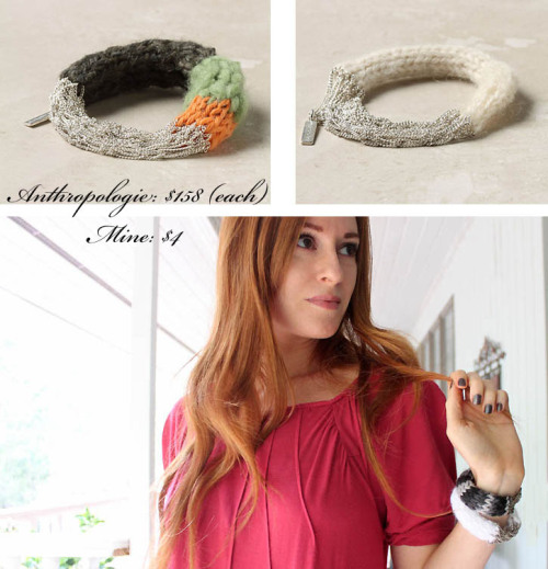 crochetclouds:DIY Anthropologie knit braceletTutorial here:http://www.crochetclouds.com/2011/09/diy-