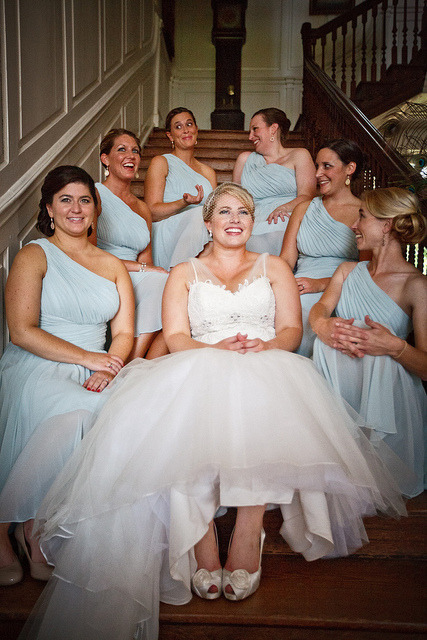 The happy and beautiful bride! Hair for the sisters (the blondes) by Jennifro. Bride’s makeup by Jennifro. Photo by Greg Garner